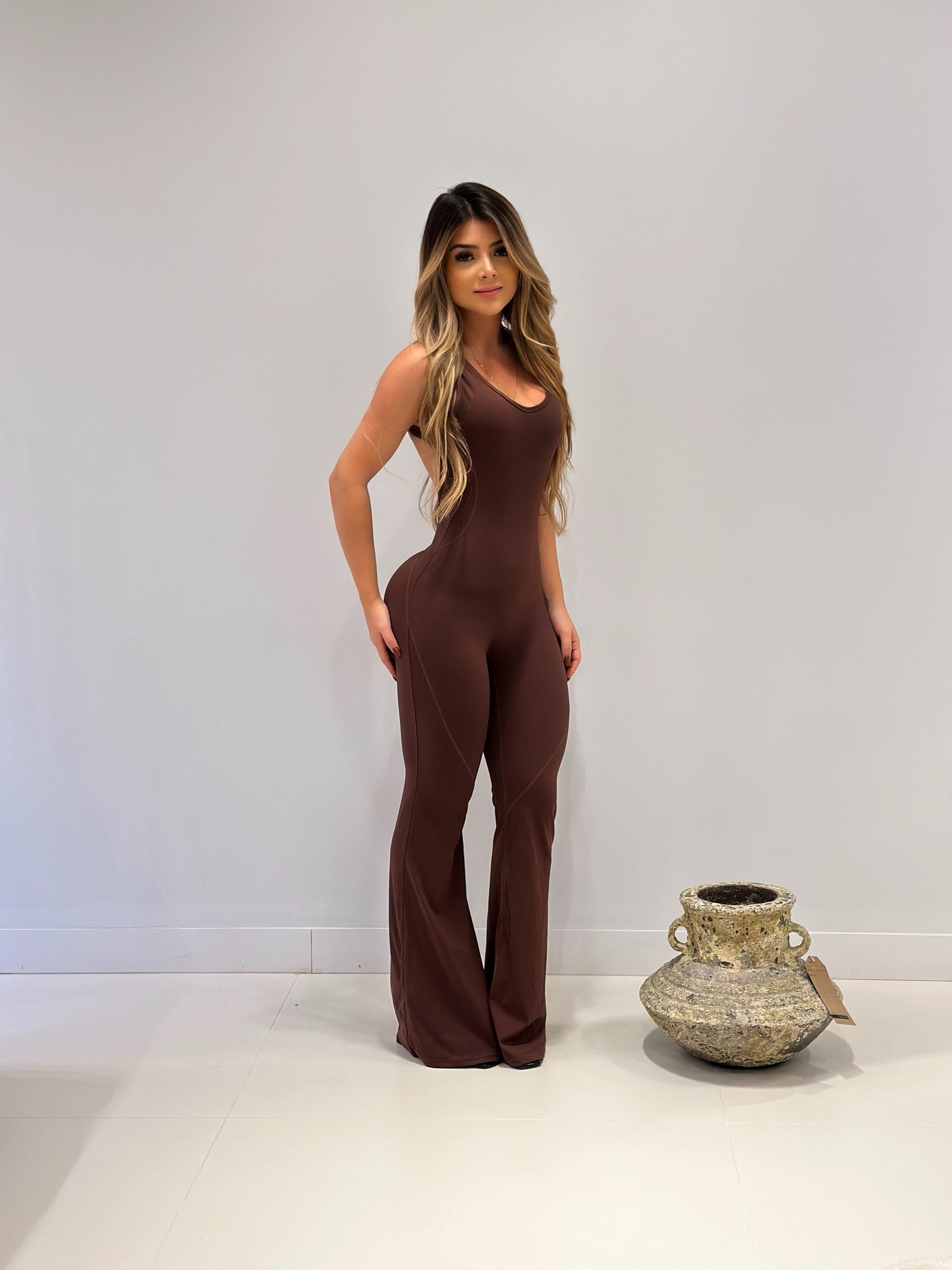 Cocoa Sculpt Jumpsuit - Brown