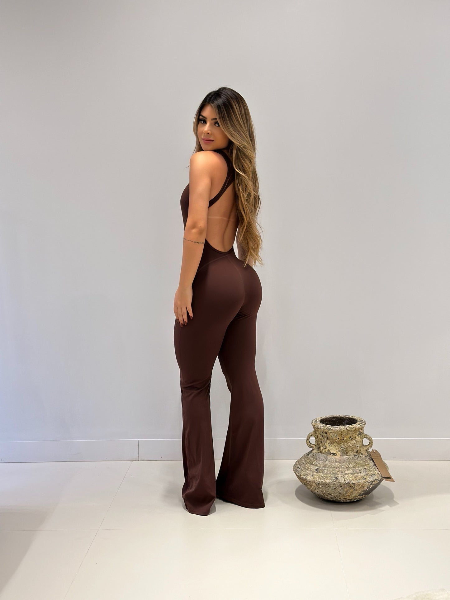 Cocoa Sculpt Jumpsuit - Brown