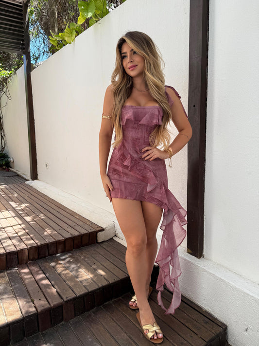 Dusk Ruffle Dress - Rose