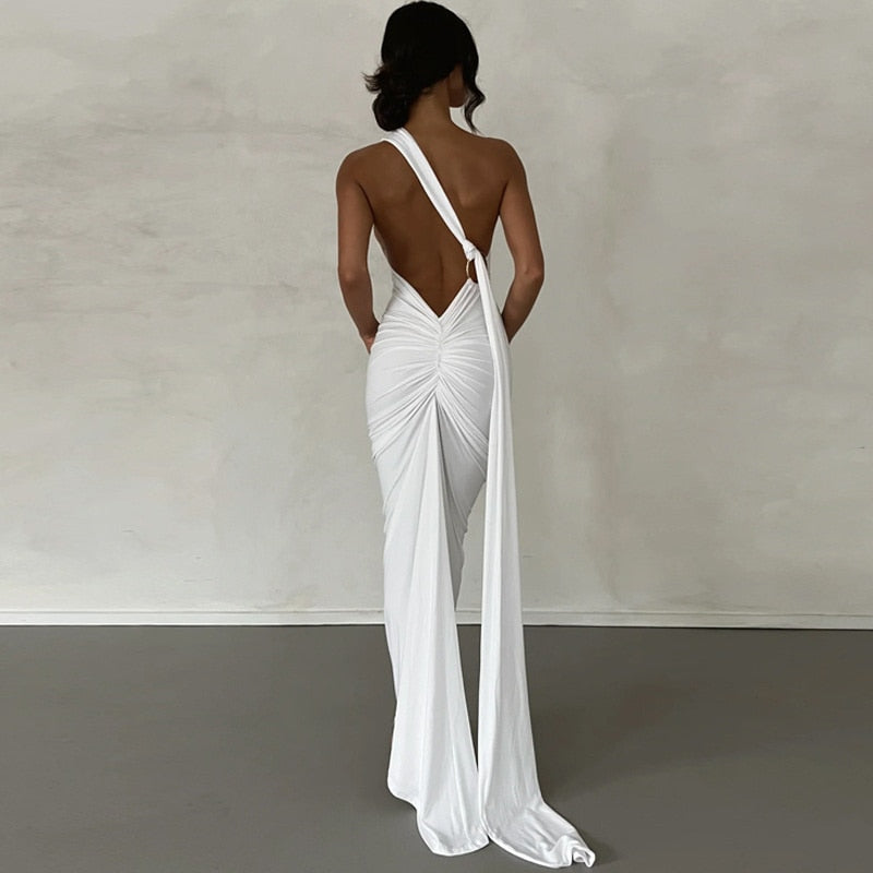 Backless Maxi Dress Elegant White